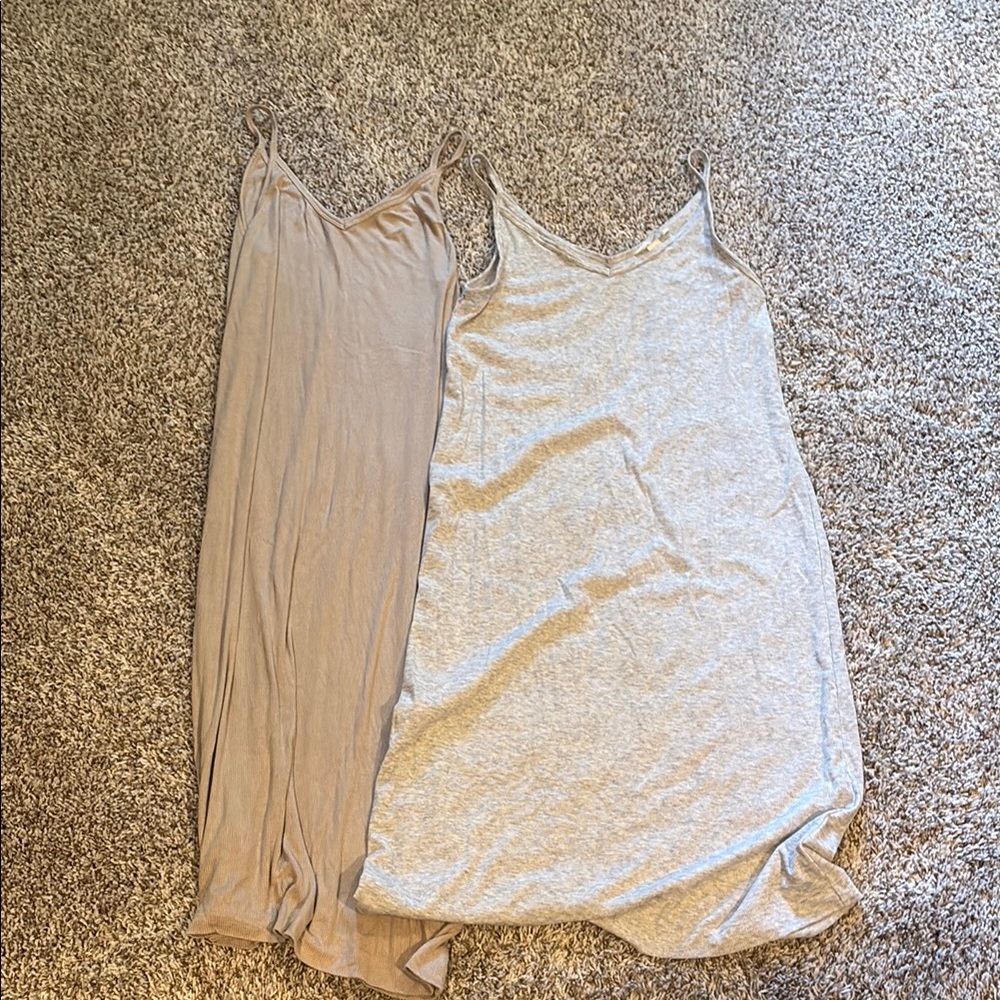 H&M Women's Maxi Slip Dresses - Light Gray & Beige